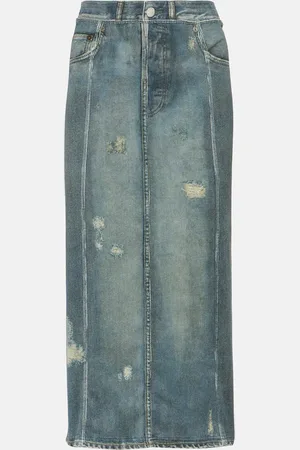 Acne Studios Falda midi de denim de tiro medio