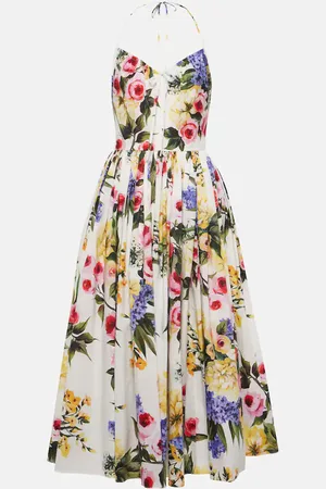 Dolce & Gabbana Vestido midi de popelín de algodón floral