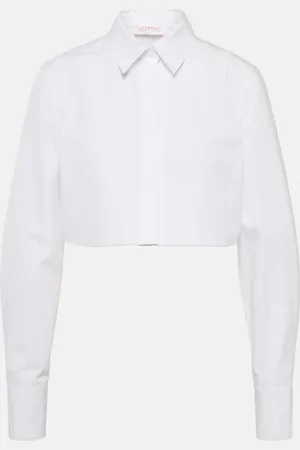 VALENTINO Camisa cropped de popelín de algodón