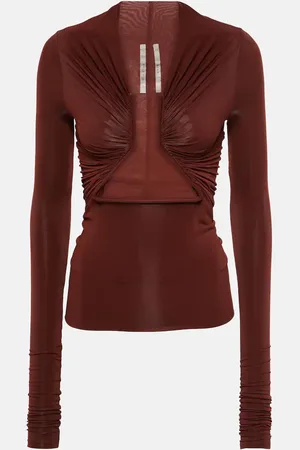 Rick Owens Top de jersey fruncido con abertura