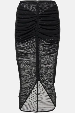 MUGLER Falda midi de malla drapeada