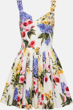 Dolce & Gabbana Vestido corsé de mezcla de algodón floral