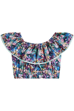 PAADE Crop top de algodón floral con volantes