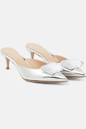 Gianvito Rossi Mules Jaipur 55 de piel metalizada
