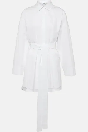 Max Mara Blusa Tea de popelín de algodón con cinturón