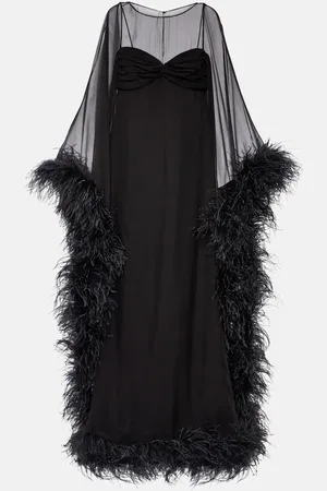 VALENTINO Vestido de fiesta de seda con plumas