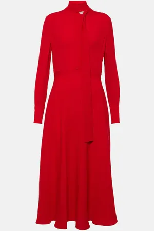 VALENTINO Vestido midi de seda con lazada