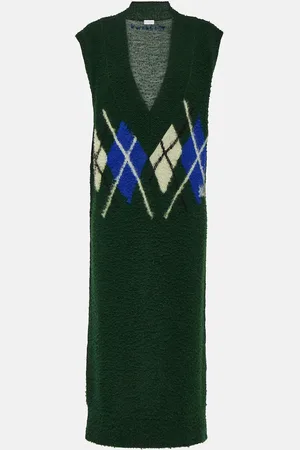 Burberry Vestido largo Argyle de lana