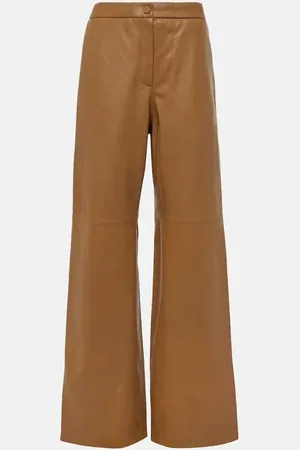 YVES SALOMON Pantalones anchos de piel de tiro alto