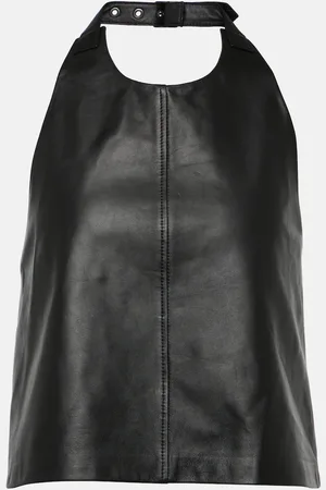 WARDROBE.NYC Top de piel con cuello halter