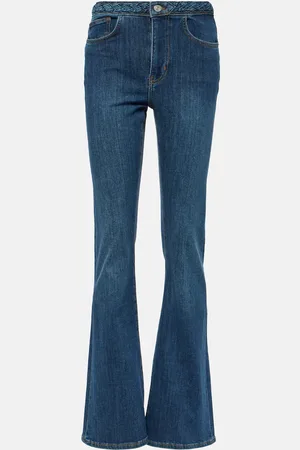 Frame Jeans flared de tiro alto con trenzado