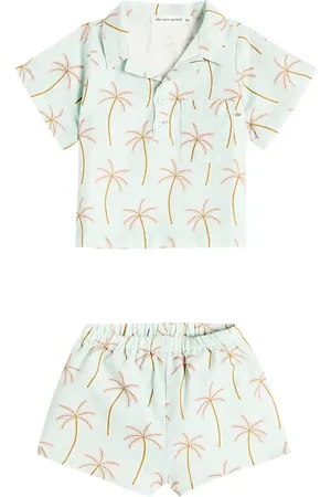The New Society Bebé - set Palm Spring de camisa y shorts de algodón y lino