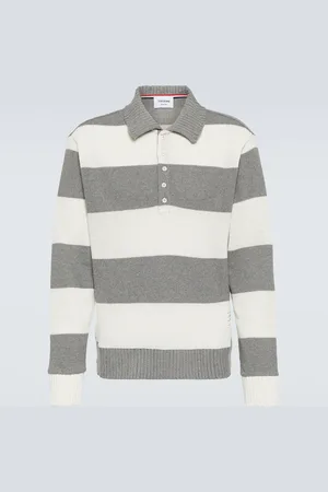 Thom Browne Polo de piqué de algodón a rayas