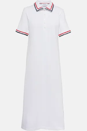 Thom Browne Vestido midi de piqué de algodón
