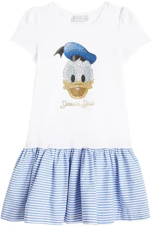 MONNALISA Vestido Donald Duck de algodón adornado
