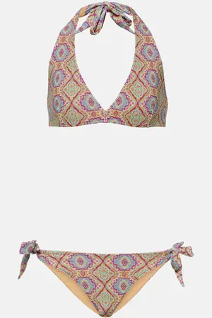 Etro Bikini con cuello halter estampado