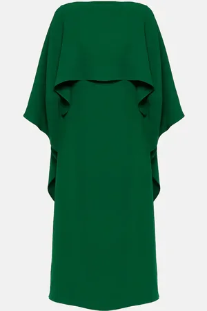 VALENTINO Vestido midi de crepé de seda con capa