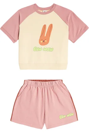 Jelly Mallow Set de sudadera y shorts de algodón estampados