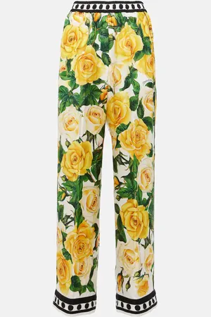 Dolce & Gabbana Pantalones anchos de seda floral
