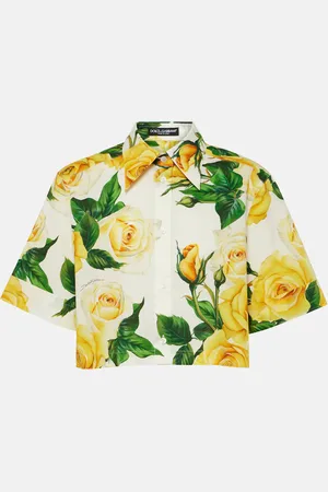 Dolce & Gabbana Camisa cropped de popelín de algodón floral