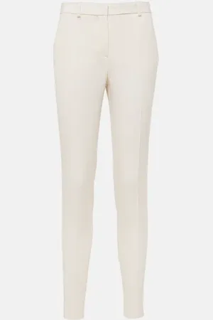 VERSACE Pantalones slim de lana de tiro alto