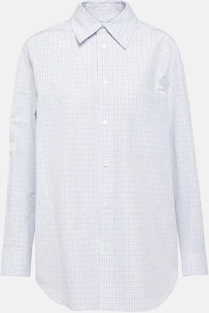 Bottega Veneta Camisa de algodón y lino a cuadros