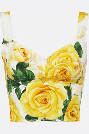 Dolce & Gabbana Crop top de mezcla de algodón floral