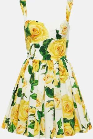 Dolce & Gabbana Vestido corto de algodón plisado floral