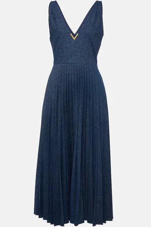 VALENTINO Vestido largo de chambray con VGold