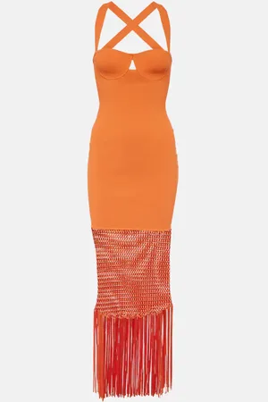GALVAN Vestido midi con flecos