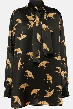 DRIES VAN NOTEN Top de satén de seda estampado