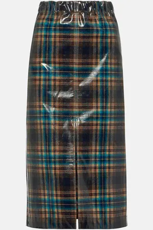 Maison Margiela Falda midi de lana revestida a cuadros