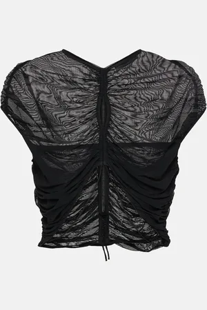 MUGLER Crop top de malla con abertura