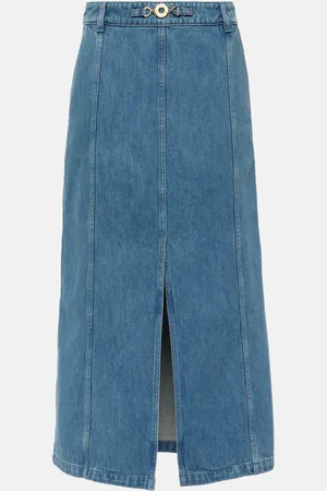 Patou Falda midi en denim de tiro alto