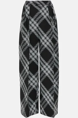 Burberry Pantalones anchos de lana a cuadros