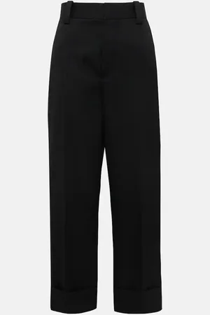 Bottega Veneta Pantalones anchos cropped de lana de tiro medio