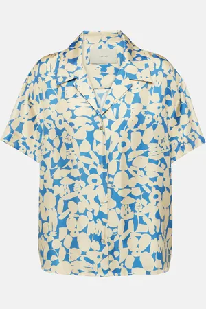 ASCENO Camisa Prague de sarga de seda estampada