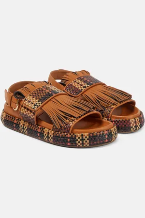 ULLA JOHNSON Sandalias de piel con flecos
