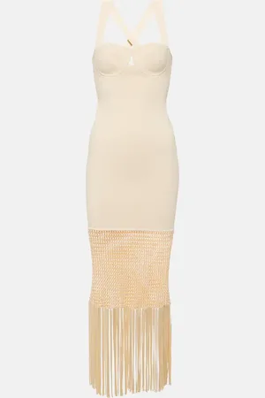 GALVAN Vestido midi Diana con flecos