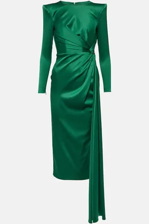 ALEX PERRY Vestido midi drapeado de crepé satén
