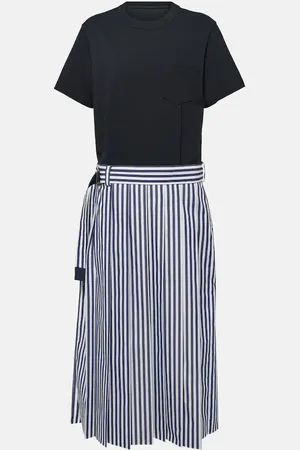 SACAI Vestido midi de popelín de algodón