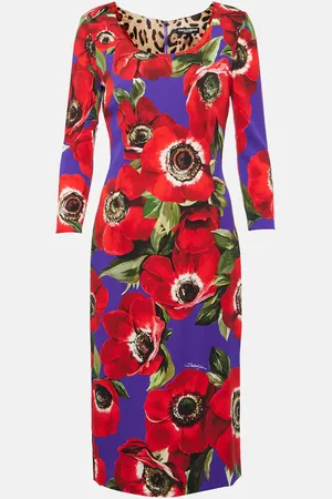 Dolce & Gabbana Vestido midi de mezcla de seda estampado