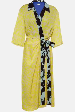 DRIES VAN NOTEN Vestido midi envolvente estampado