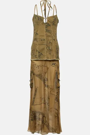 BLUMARINE Vestido de fiesta estampado con denim