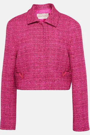 VALENTINO Chaqueta cropped de tweed lamé con VGold