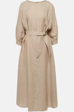 Loro Piana Vestido midi de lino con cinturón