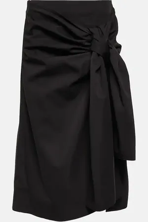 Bottega Veneta Falda midi de algodón y seda fruncida