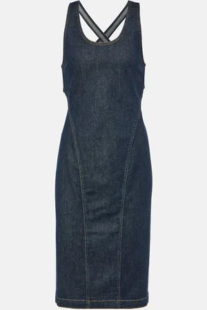 Alaïa Alaïa Vestido midi de denim con abertura