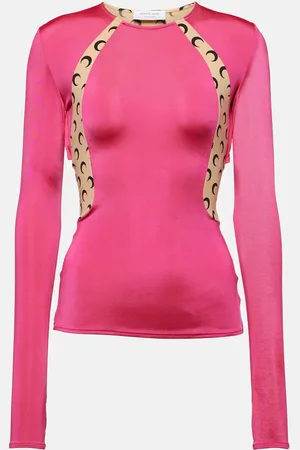 Marine Serre Top Regenerated de jersey con paneles y lazada