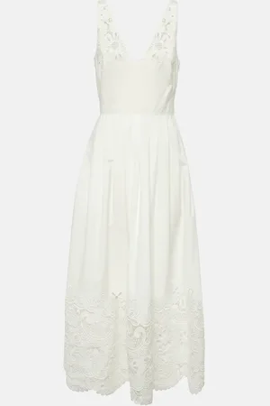 VALENTINO Vestido midi de algodón bordado inglés